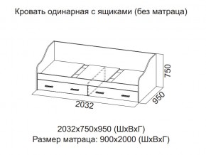 Кровать одинарная с ящиками (Без матраца 0,9*2,0) в Усолье - usole.magazin-mebel74.ru | фото