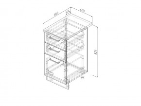 Н3Я 40 Модуль нижний Без Столешницы 3 ящика МН3Я 40 в Усолье - usole.magazin-mebel74.ru | фото