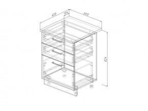 Н3Я 60 Модуль нижний Без Столешницы 3 ящика МН3Я 60 в Усолье - usole.magazin-mebel74.ru | фото